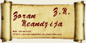 Zoran Meandžija vizit kartica